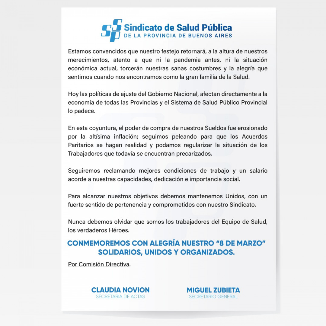 Día del trabajador de la Salud Pública de la Provincia de Buenos Aires